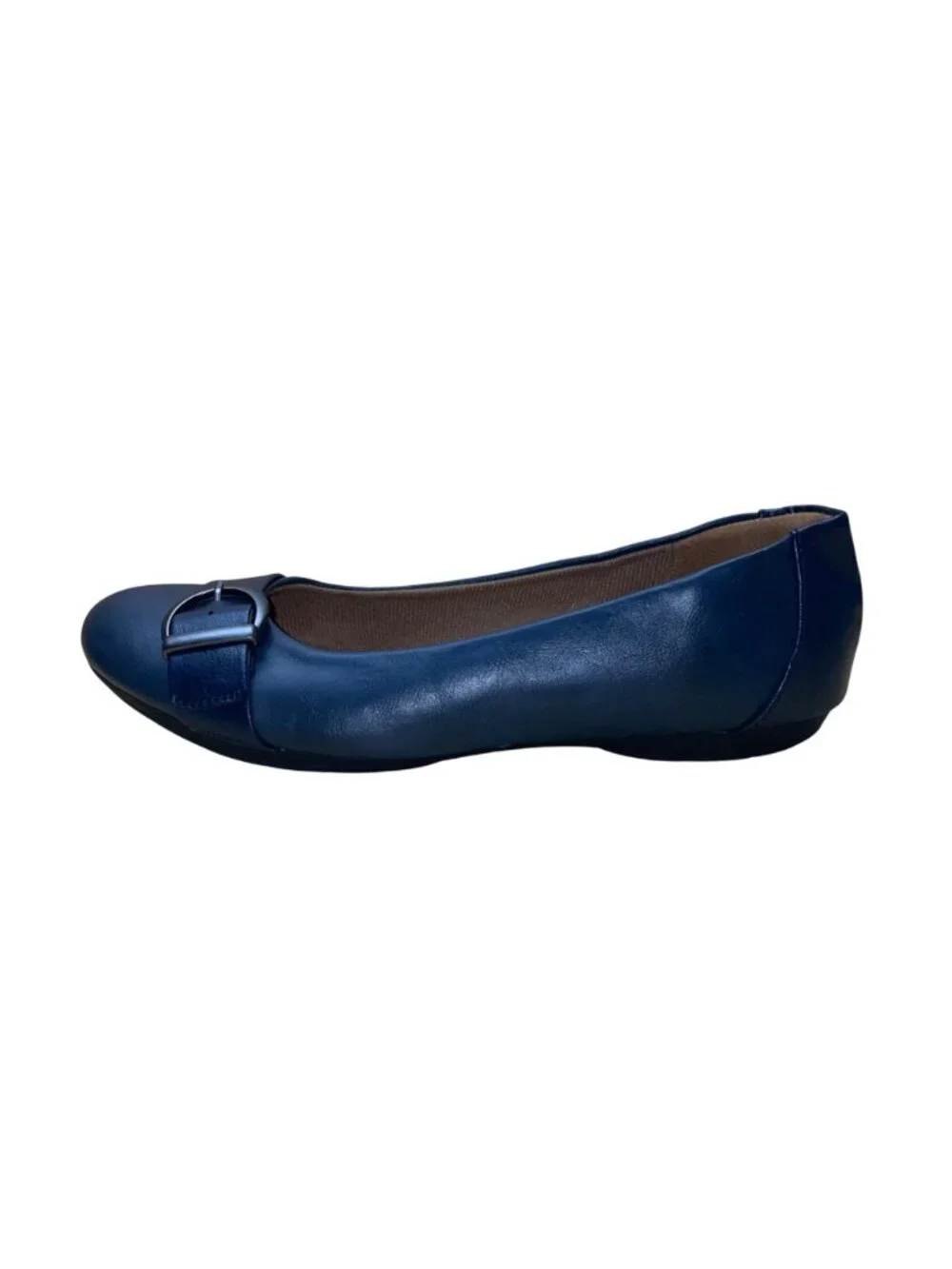 Euro Soft By Sofft Women’s Navy Buckle Strap Round Toe Slip-On Flat Shoes 8M